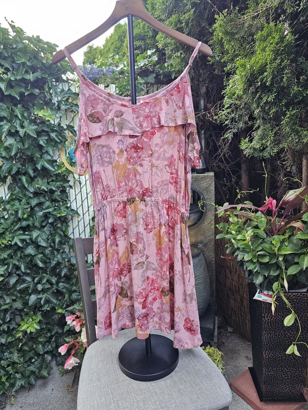 Mossimo Supply Co. Pink Floral Ruffle-Trim Mini Dress